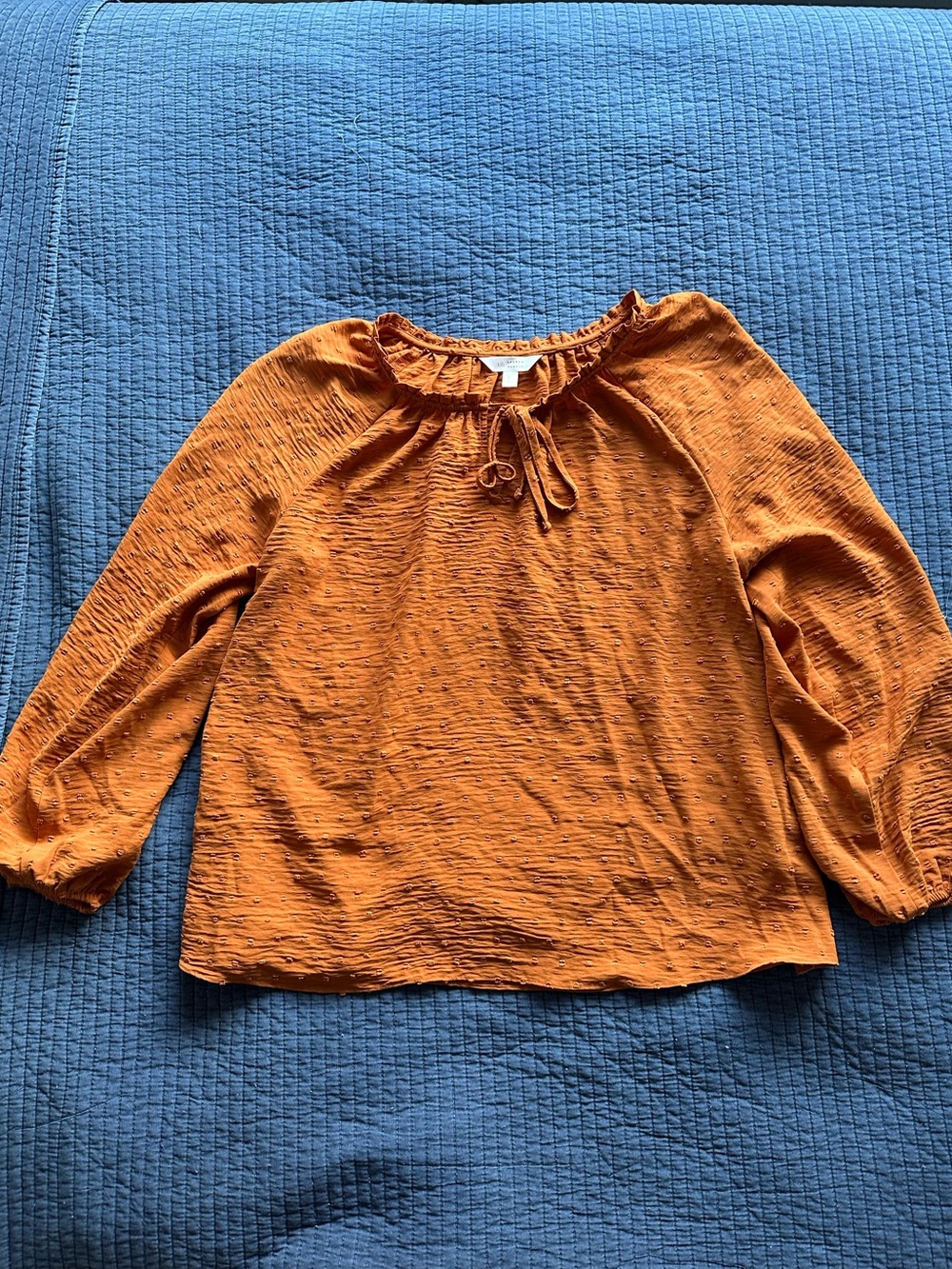 LC Lauren Conrad Orange Peasant Long-Sleeve Top